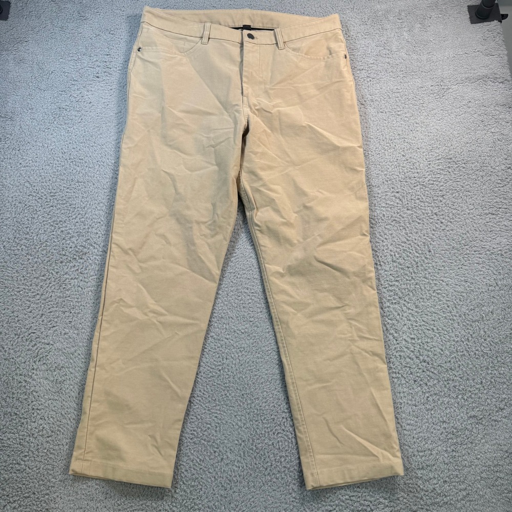 Lululemon ABC Pant Slim Utilitech 34x29 Mens Khaki Tan Stretch Casual Trousers